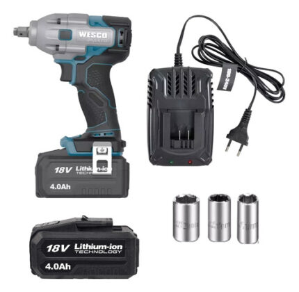 Chave De Impacto 350nm +2 Bateria 4ah +3sockets Ws2407 Wesco